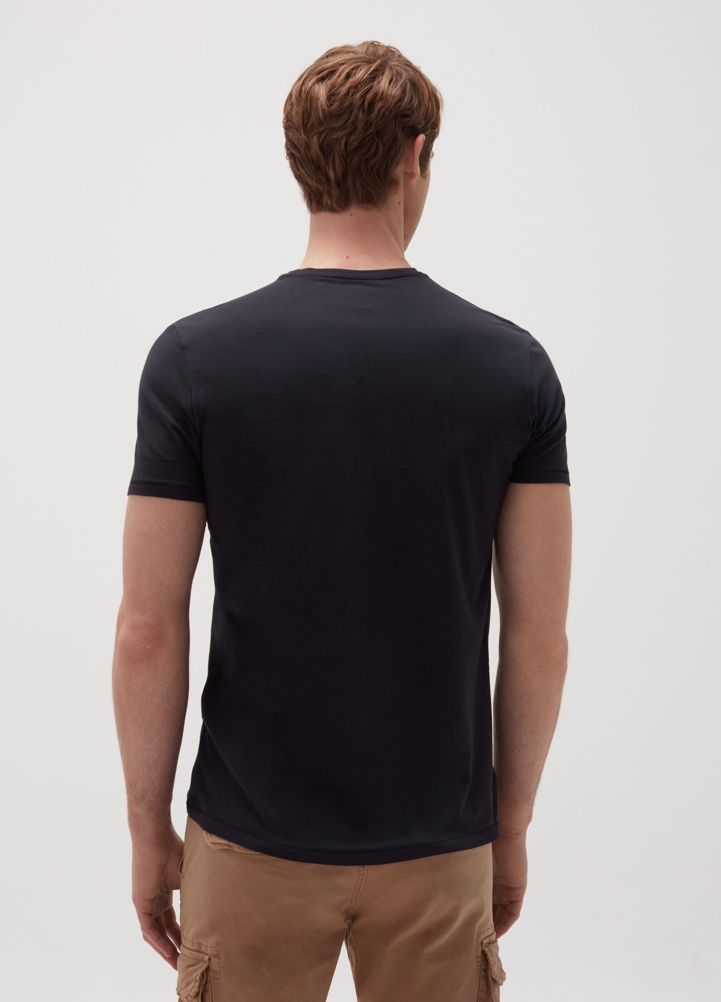 O.V.S ORGANIC COTTON T SHIRT V NECK | BLACK