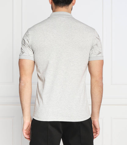 HUGO BOSS. COTTON REGUAR-FIT POLO SHIRT WITH GRID ARTWORK | LIGHT GRAY