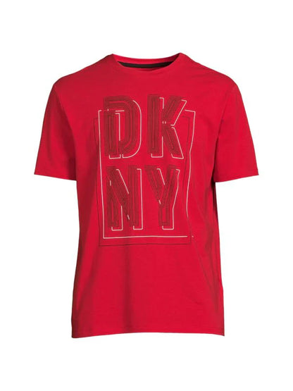 DONNA KARAN NEW YORK MEN'S DKNY BARKER LOGO TEE SHIRT | RED