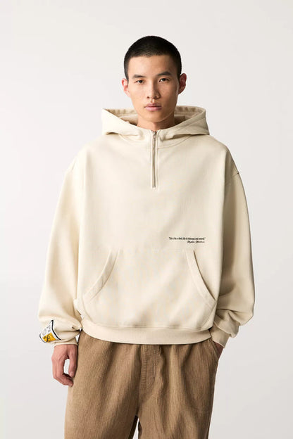 PULL & BEAR HOODIE WITH ZIP | SAND