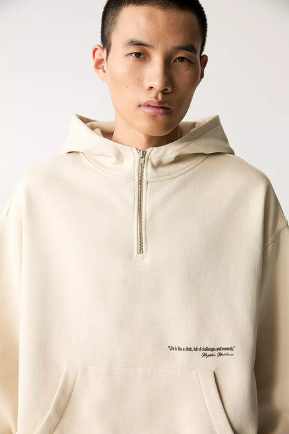 PULL & BEAR HOODIE WITH ZIP | SAND