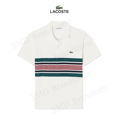 LACOSTE MEN SLIM SHORT SLEEVE EMBROIDERED LOGO SHIRT / WHITE