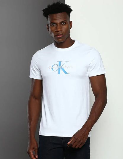 CALVIN KLEIN JEANS SLIM FIT MONO LOGO TEE SHIRT | WHITE