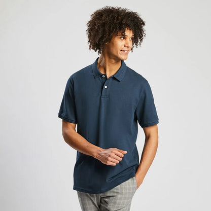 JULES. PLAIN POLO SHIRT WITH SHORT SLEEVES | DARK BLUE