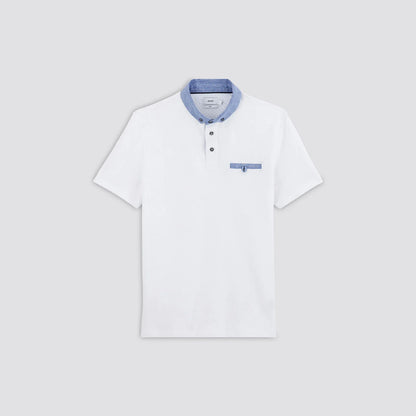 JULES. Short Sleeve Oxford Collar Polo Shirt | White