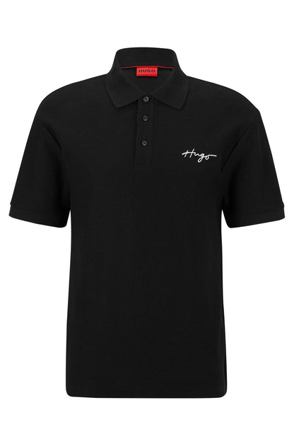 HUGO BOSS REGULAR FIT POLOS IN COTTON - DAIPO | BLACK