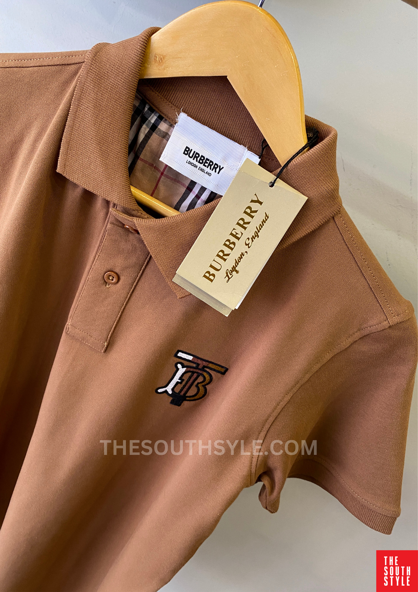 BURBERRY EKD-EMBROIDERED COTTON-BLEND POLO SHIRT | BROWN