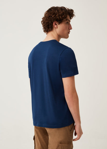 OVS. Organic cotton T-shirt with V neck | ROYAL BLUE