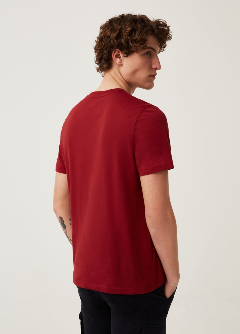 OVS Organic cotton T-shirt with V neck | MAROON