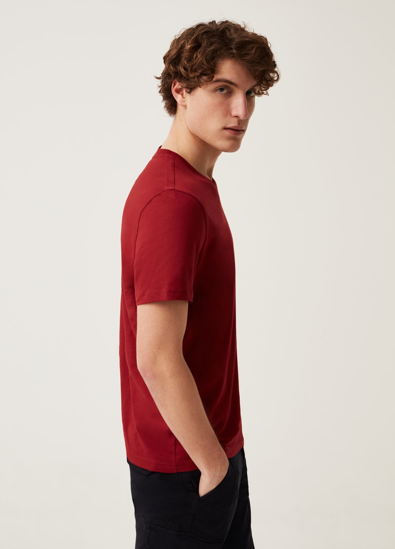 OVS Organic cotton T-shirt with V neck | MAROON