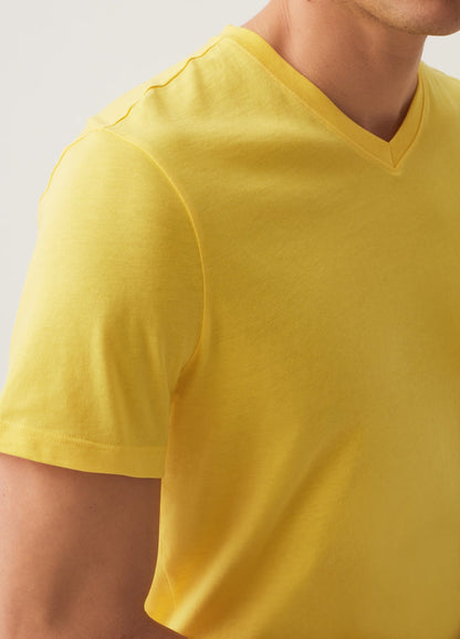 OVS Organic cotton T-shirt with V neck | Yellow