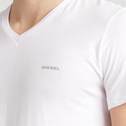 DIESEL LOGO -V NECK STRETCH T-SHIRT | WHITE