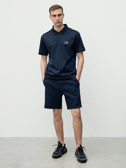 HUGO BOSS INTERLOCK-COTTON POLO SHIRT WITH FRAMED LOGO | NAVY