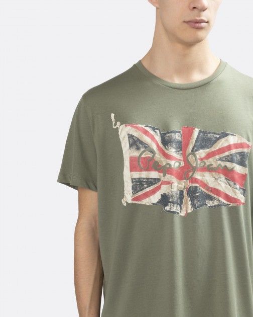 PEPE JEANS-COTTON T-SHIRT WITH PRINTED LOGO | CASTING GREEN