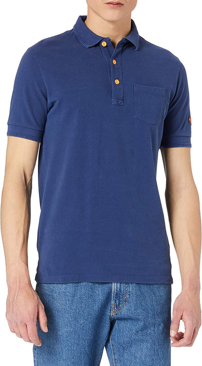 REPLAY- DYED C0TT0N PIQUET SHORT SLEEVE POLO | NAVY BLUE