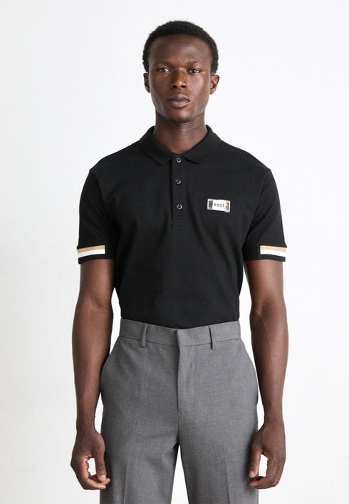 HUGO BOSS PADDY OPEN POLO SHIRT | BLACK