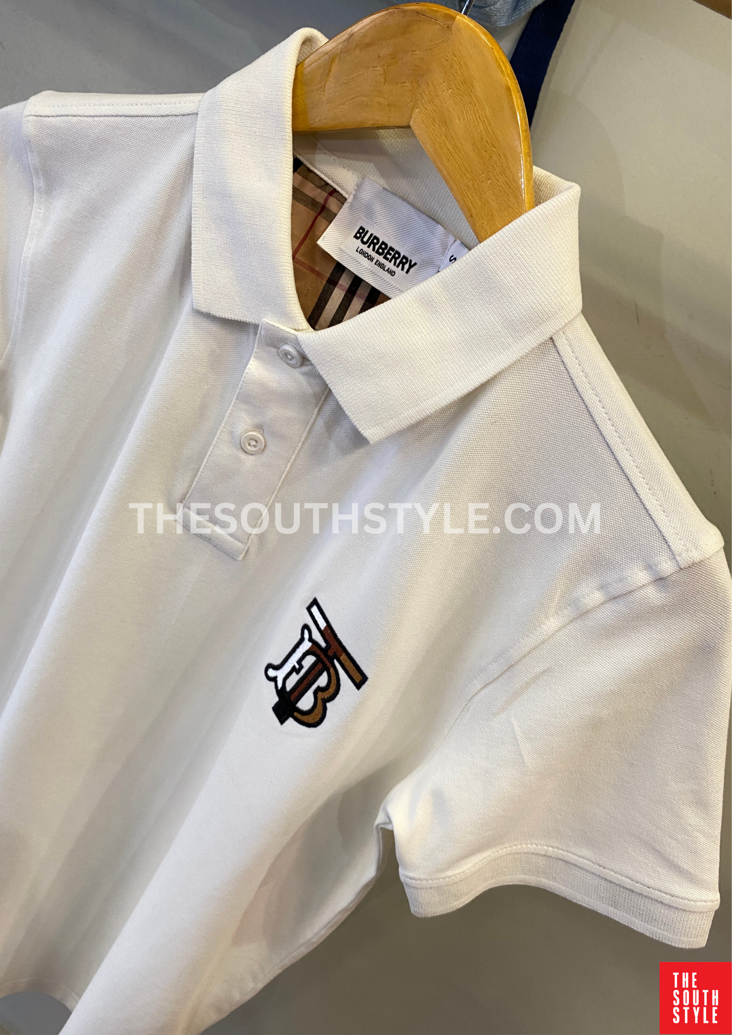 BURBERRY EKD-EMBROIDERED COTTON-BLEND POLO SHIRT | WHITE