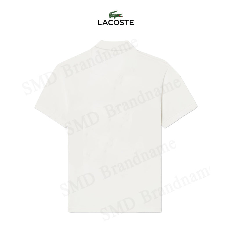 LACOSTE MEN SLIM SHORT SLEEVE EMBROIDERED LOGO SHIRT / WHITE