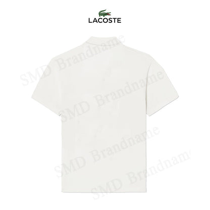 LACOSTE MEN SLIM SHORT SLEEVE EMBROIDERED LOGO SHIRT / WHITE