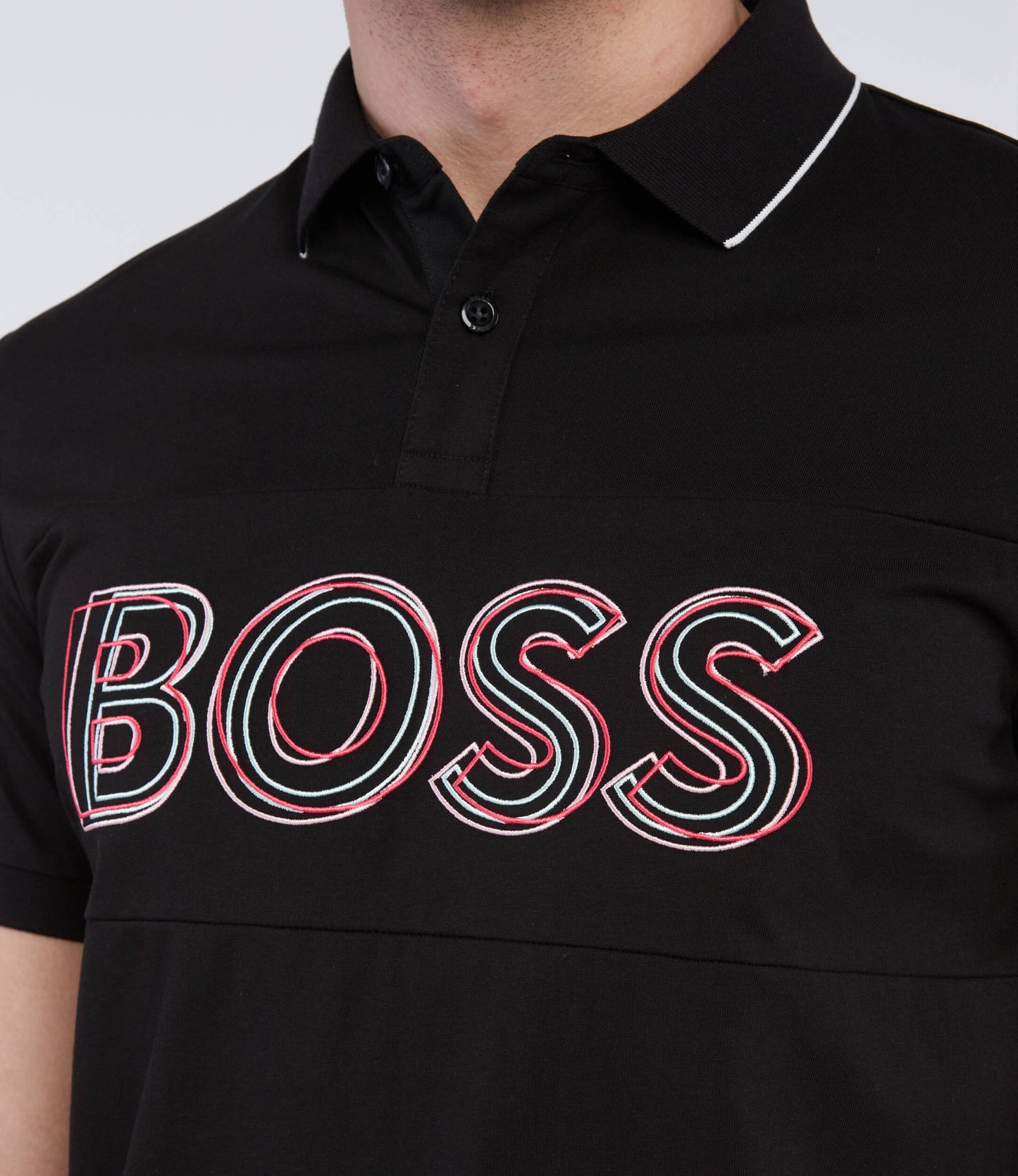 BOSS Slim-Fit Polo with Signature Logo | BLACK