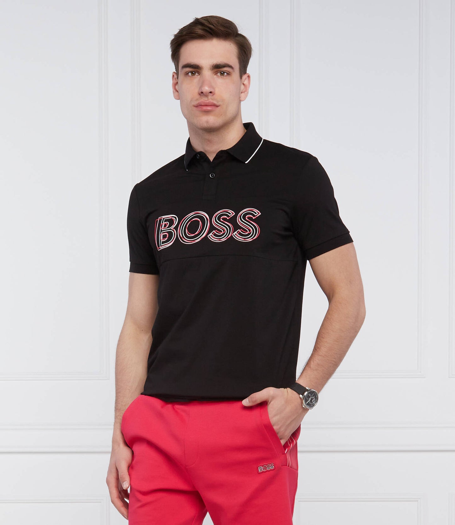 BOSS Slim-Fit Polo with Signature Logo | BLACK