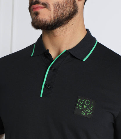 HUGO BOSS PAUL BADGE POLO SHIRT | BLACK