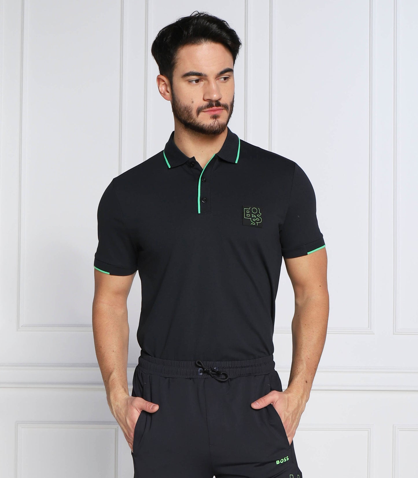 HUGO BOSS PAUL BADGE POLO SHIRT | BLACK