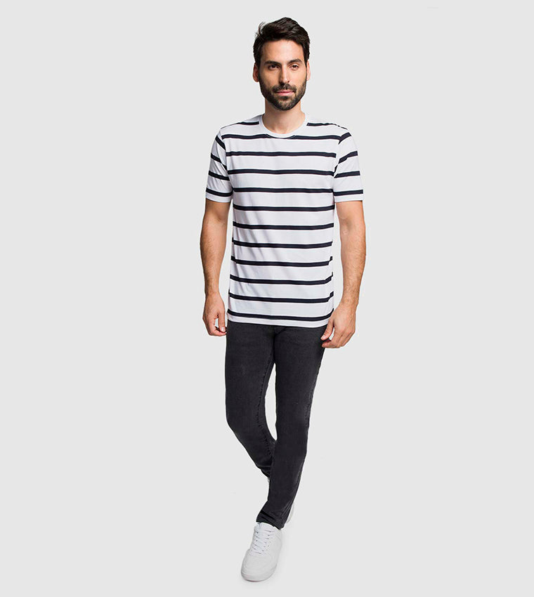 ZARA BLACK STRIPED RELAXED FIT TEE SHIRT | WHITE