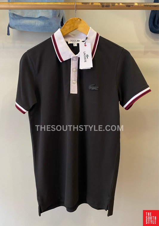 LACOSTE MEN SLIM FIT CLASSIC STRIPED POLO SHIRT | BLACK