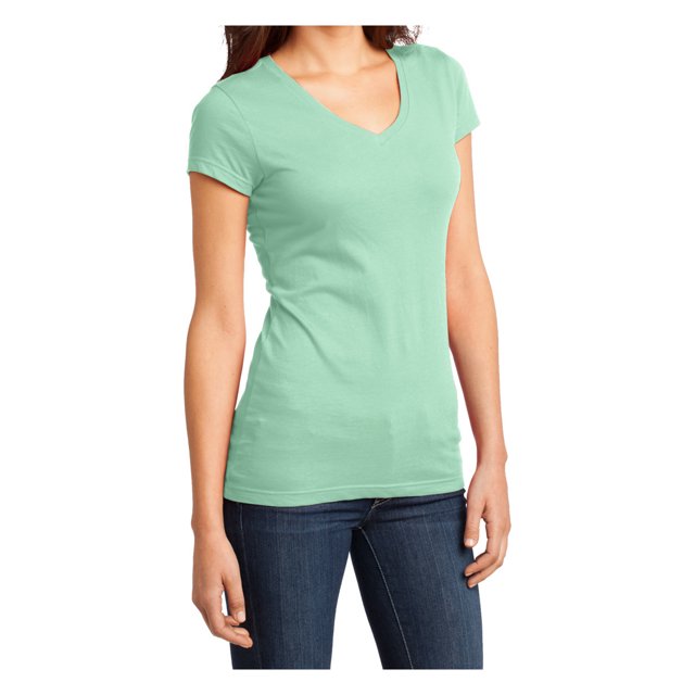 LAURA TORELLI PLAIN V-NECK WOMEN'S T-SHIRT | SEA GREEN