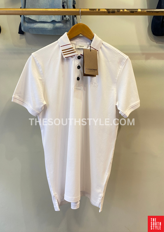 BURBERRY CLASSIC COTTON SILK POLO SHIRT | WHITE