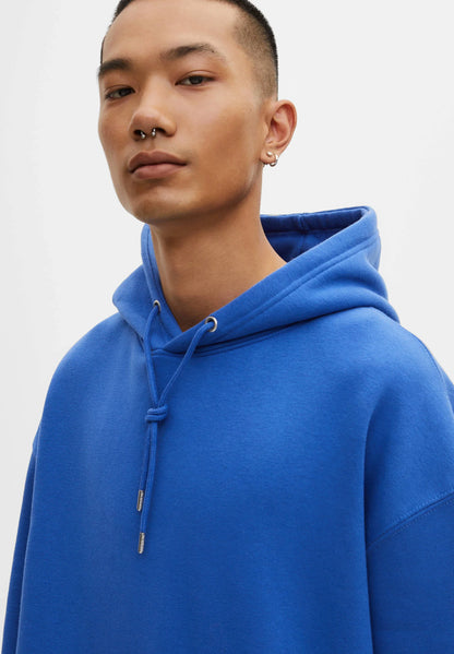 PULL & BEAR-BASIC HOODIE UNISEX | BLUE DENIM