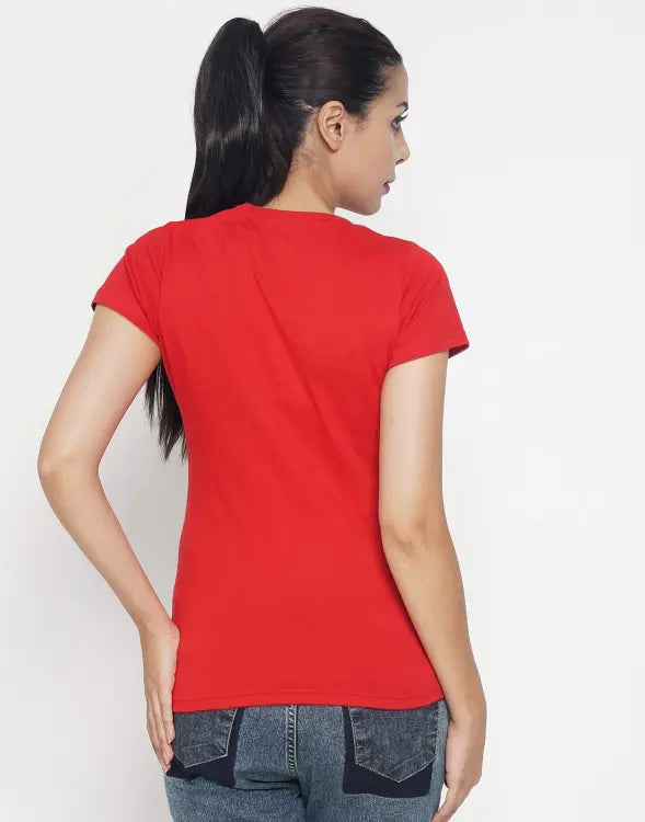 SEVEN LEMON PLAIN ROUND NECK WOMEN'S T-SHIRT | RED