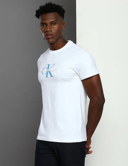 CALVIN KLEIN JEANS SLIM FIT MONO LOGO TEE SHIRT | WHITE