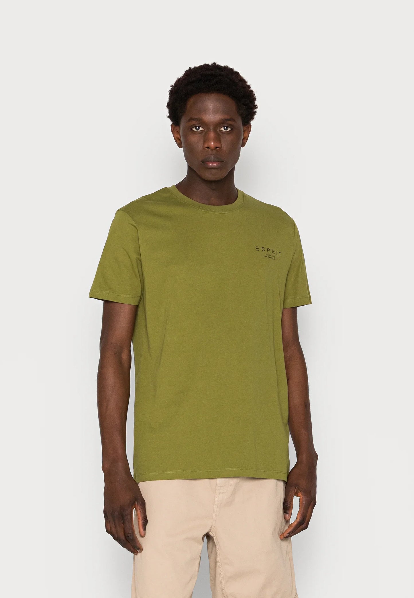 ESPRIT MEN JERSEY T-SHIRT WITH FRONT PRINT | LEAF GREEN