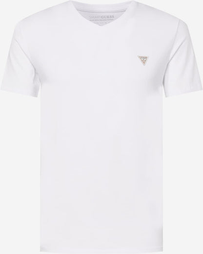 GUESS SHORT SLEEVE, V NECK T SHIRT | WHITE