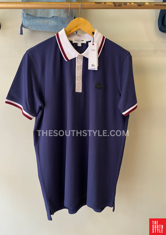 LACOSTE MEN SLIM FIT CLASSIC STRIPED POLO SHIRT | NAVY BLUE