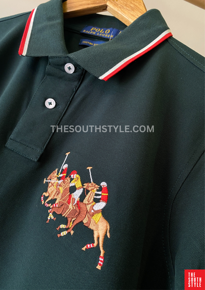 RALPH LAUREN CUSTOM FIT TRIPLE PONY POLO | GREEN