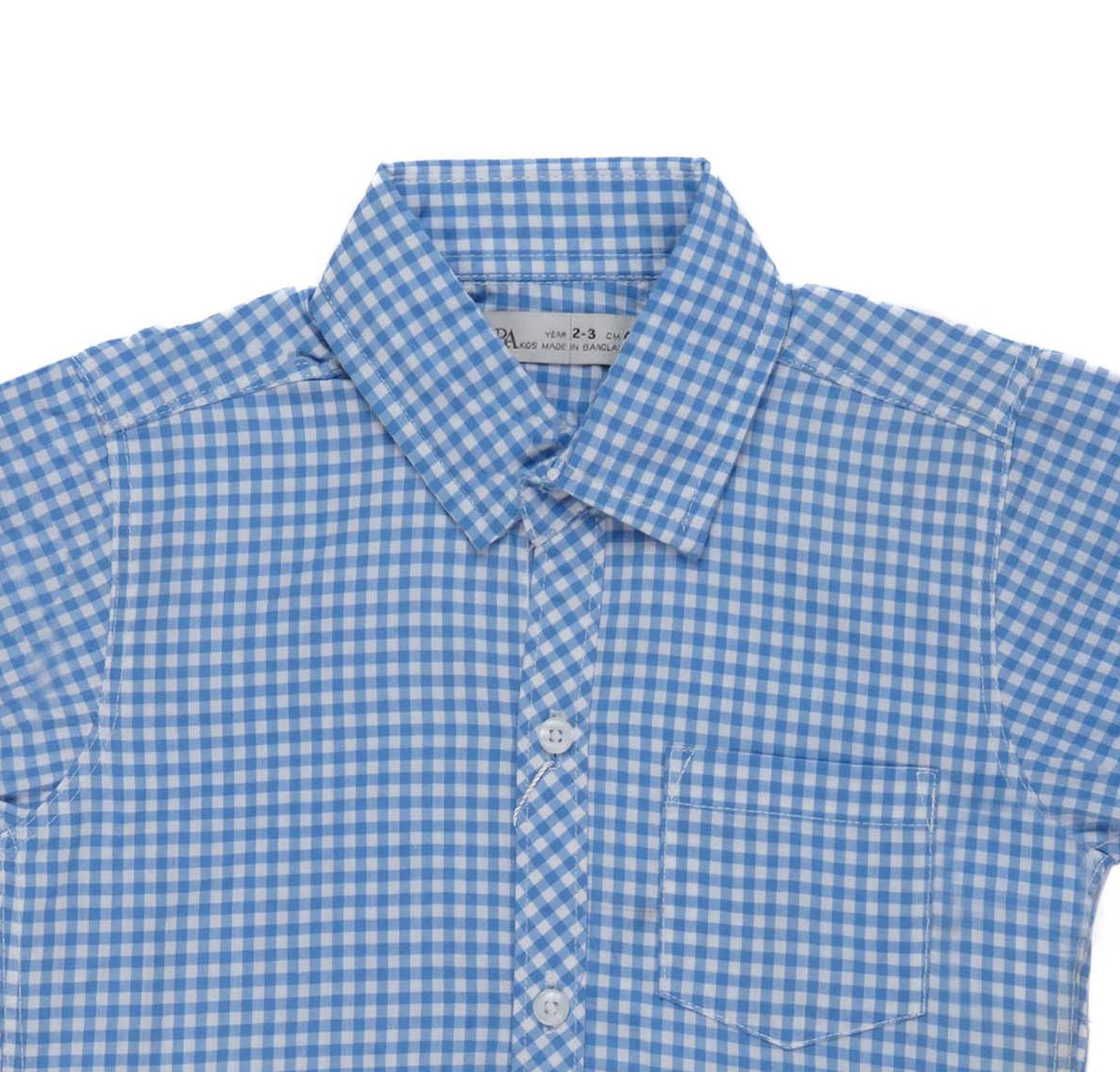 ZARA-KIDS SKY BLUE CHECK CASUAL HALF SLEEVE SHIRT