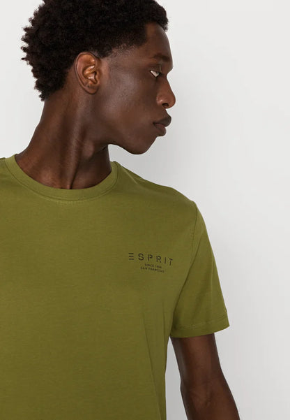 ESPRIT MEN JERSEY T-SHIRT WITH FRONT PRINT | LEAF GREEN