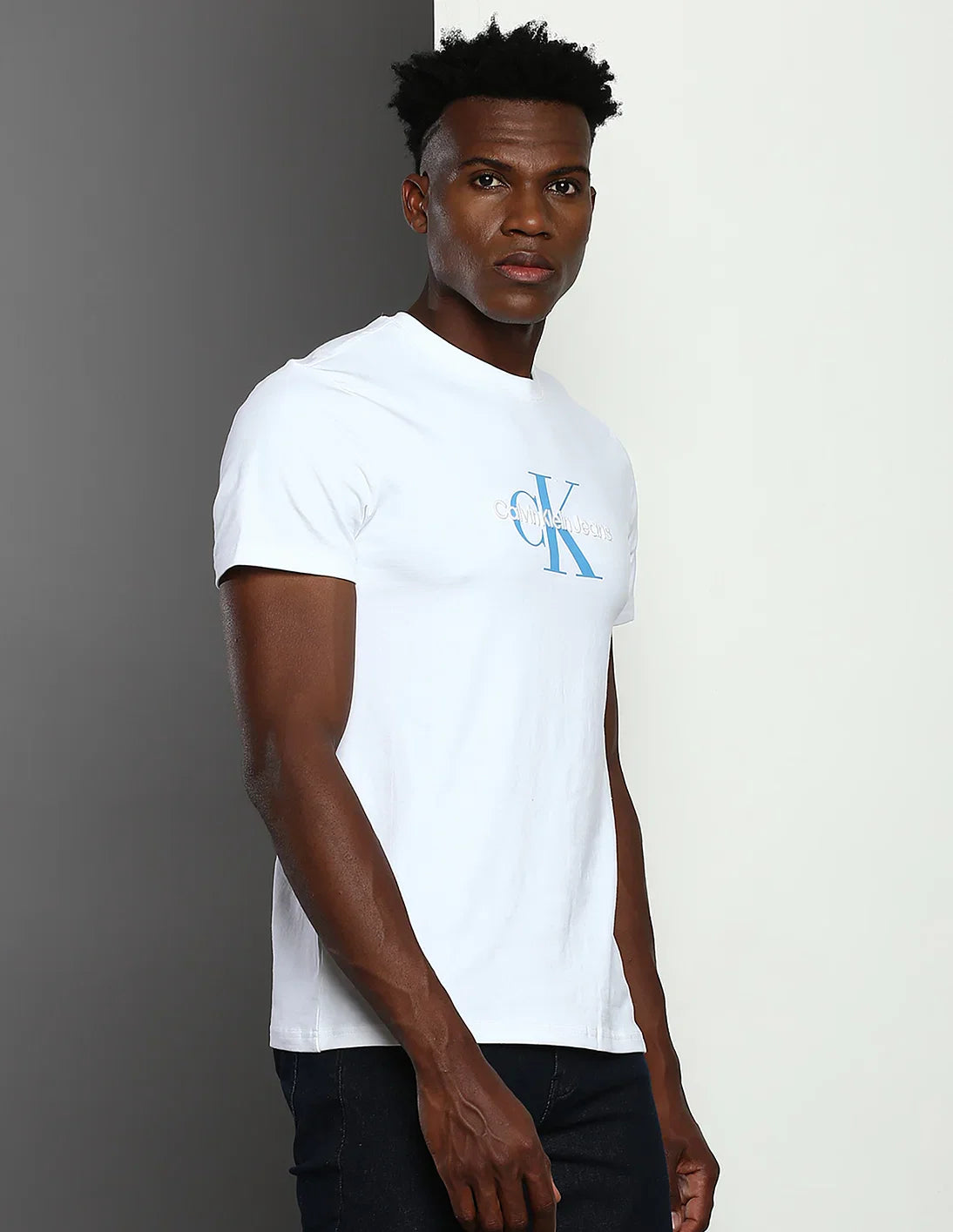 CALVIN KLEIN JEANS SLIM FIT MONO LOGO TEE SHIRT | WHITE