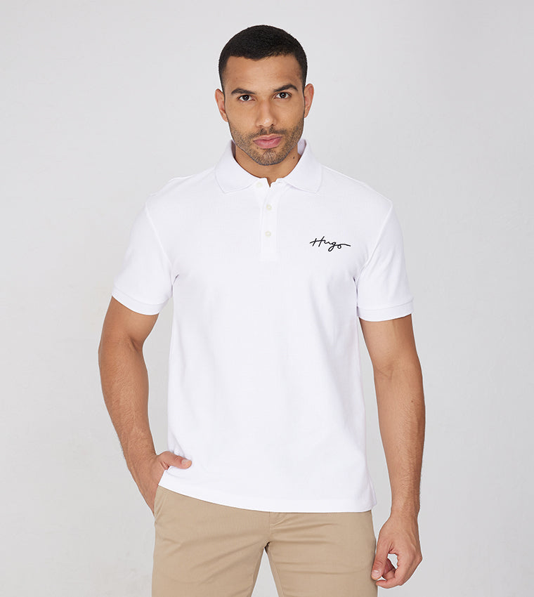 HUGO BOSS REGULAR FIT POLOS IN COTTON - DAIPO | WHITE