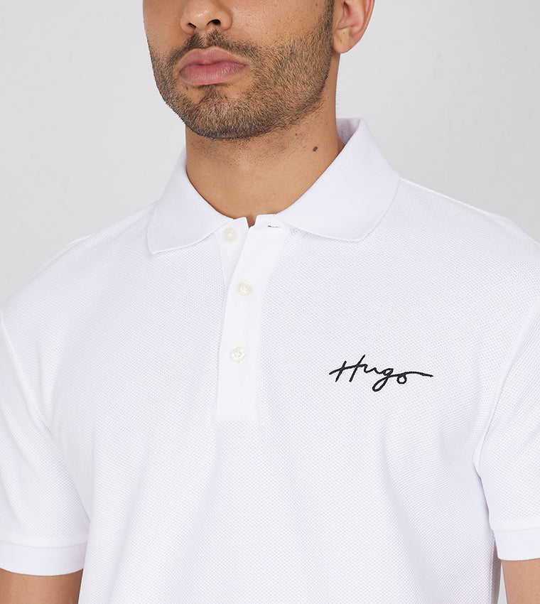 HUGO BOSS REGULAR FIT POLOS IN COTTON - DAIPO | WHITE