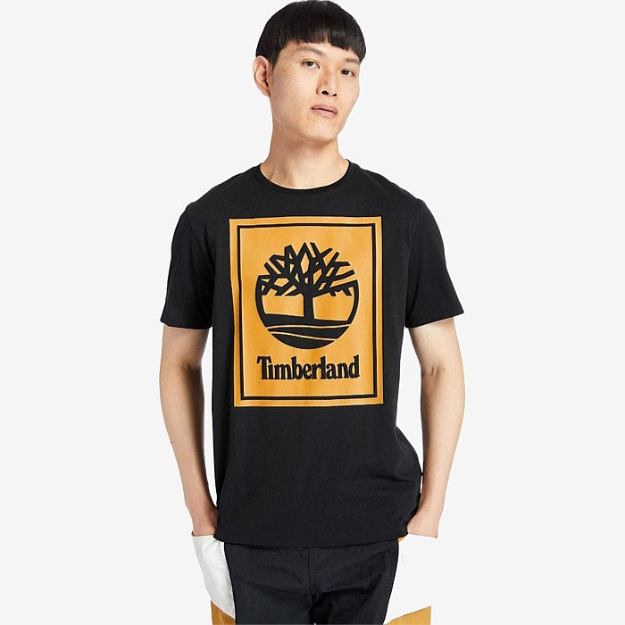 TIMBERLAND-REGULAR FIT-STACK LOGO TEE SHIRT | BLACK