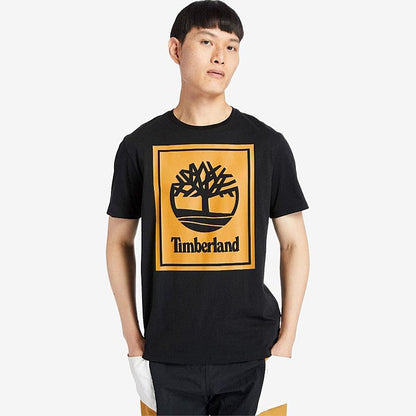 TIMBERLAND-REGULAR FIT-STACK LOGO TEE SHIRT | BLACK