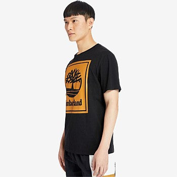 TIMBERLAND-REGULAR FIT-STACK LOGO TEE SHIRT | BLACK