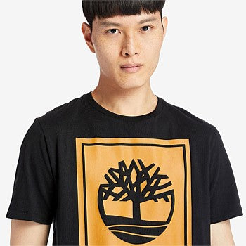 TIMBERLAND-REGULAR FIT-STACK LOGO TEE SHIRT | BLACK