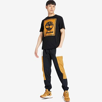 TIMBERLAND-REGULAR FIT-STACK LOGO TEE SHIRT | BLACK