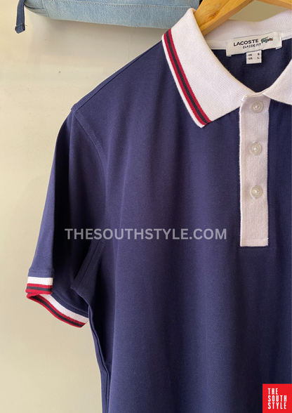 LACOSTE MEN SLIM FIT CLASSIC STRIPED POLO SHIRT | NAVY BLUE