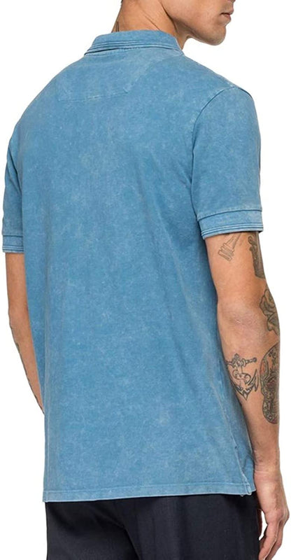 REPLAY.- DYYED  C0TT0N PIQUET SHORT SLEEVE POLO | LIGHT BLUE